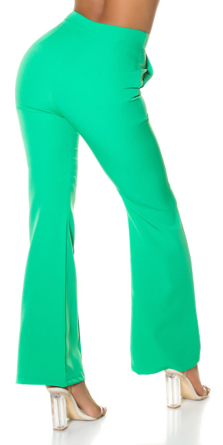 Elegant high-waisted business style flared pants Green